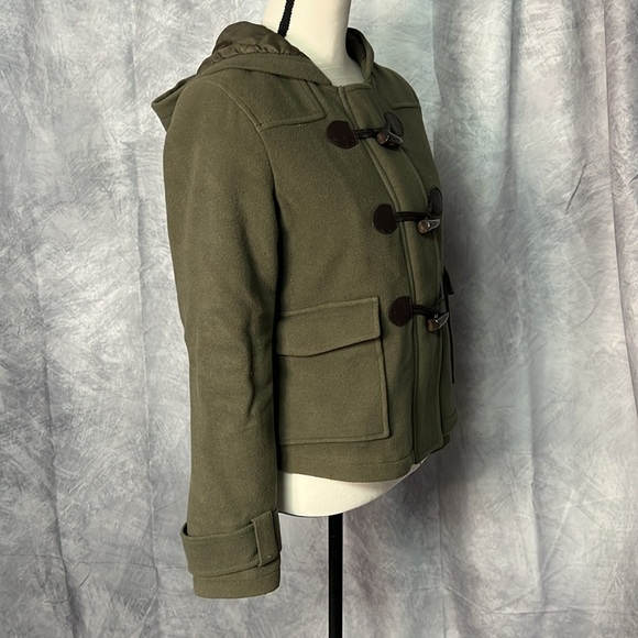 Xhilaration Military Inspired Olive Green Cropped Trench Coat - Medium - Picture 2 of 12